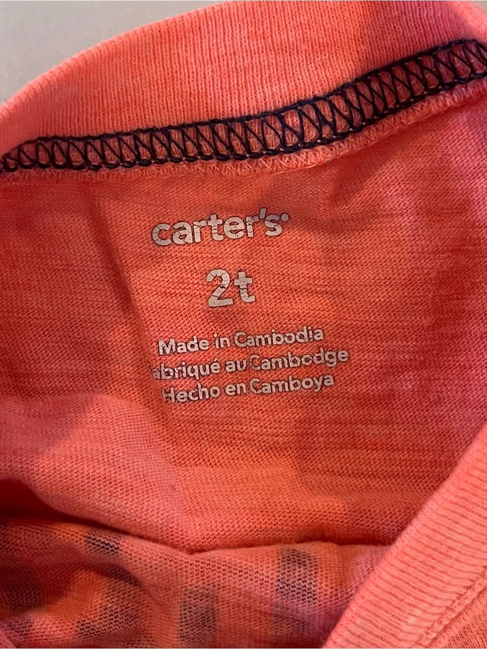 Carter's Coral Tee with Navy 'AWESOME CREW' Graphic